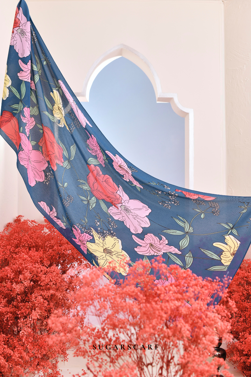 YES ( Full Wide Pleats Shawl ) Garden of Hurrem Bloom in ( MERYEM )