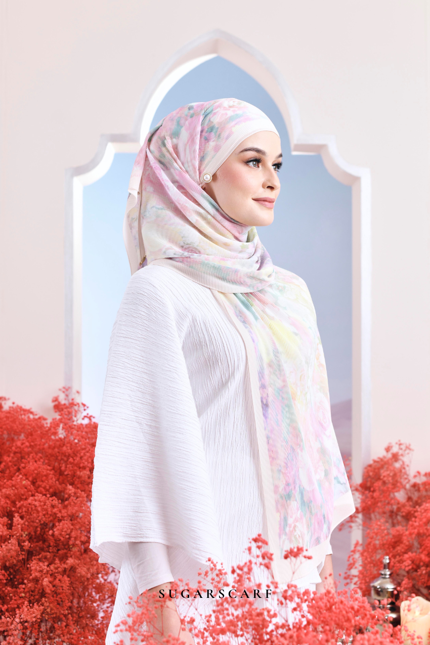 (SAMPLE) ( Full Wide Pleats Shawl ) Garden of Hurrem Bloom in ( ESMA )