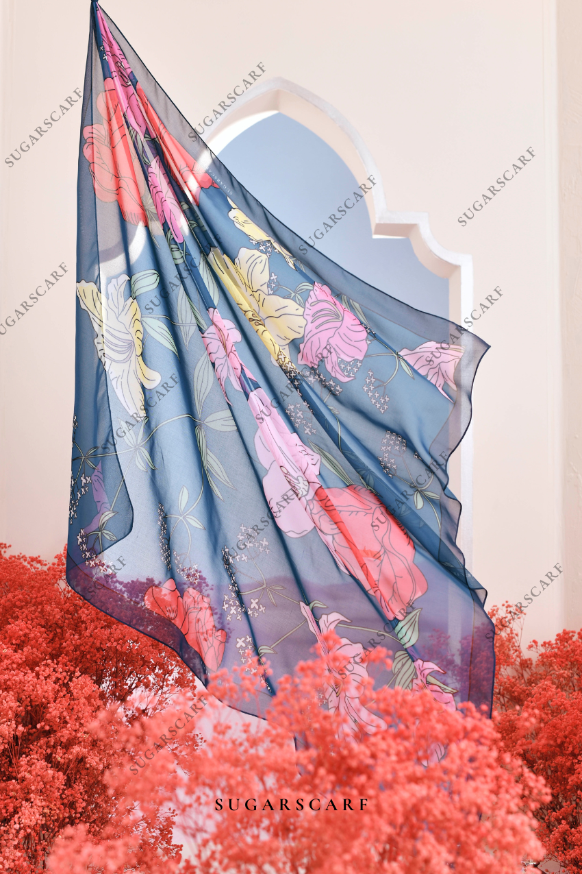 YES DEFECT - ( Japanese Voile Vol2 Square Scarf ) Garden of Hurrem Bloom in ( MERYEM )