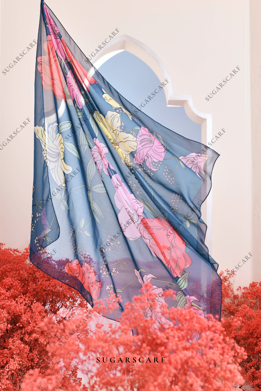 YES ( Japanese Voile Vol2 Square Scarf ) Garden of Hurrem Bloom in ( MERYEM )