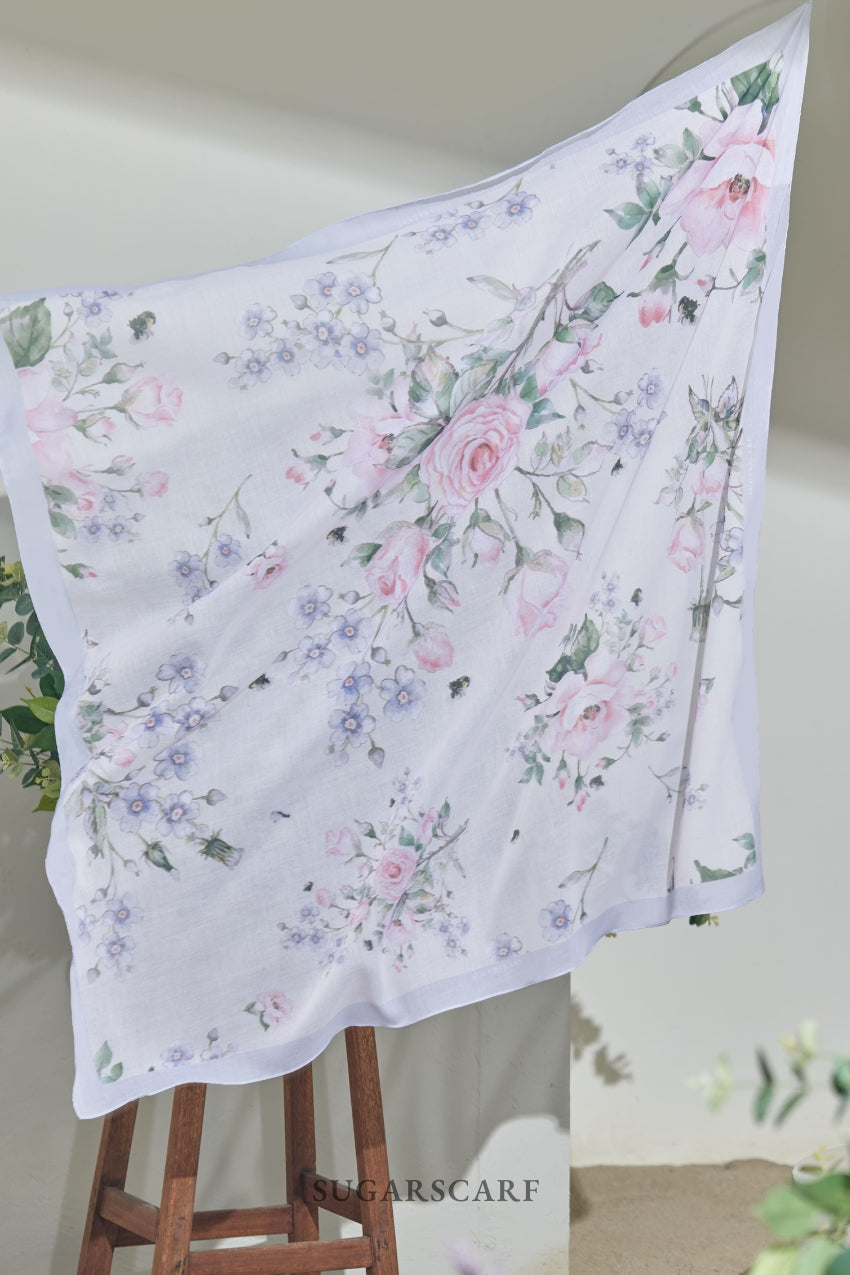 YES ( Square ) Paint in Bloom Cotton Premium Scarf ( HI-TEA )