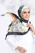 YES DEFECT - (Long Shawl) RUMA Shawl Mixed Satin Silk  ( Emerald )