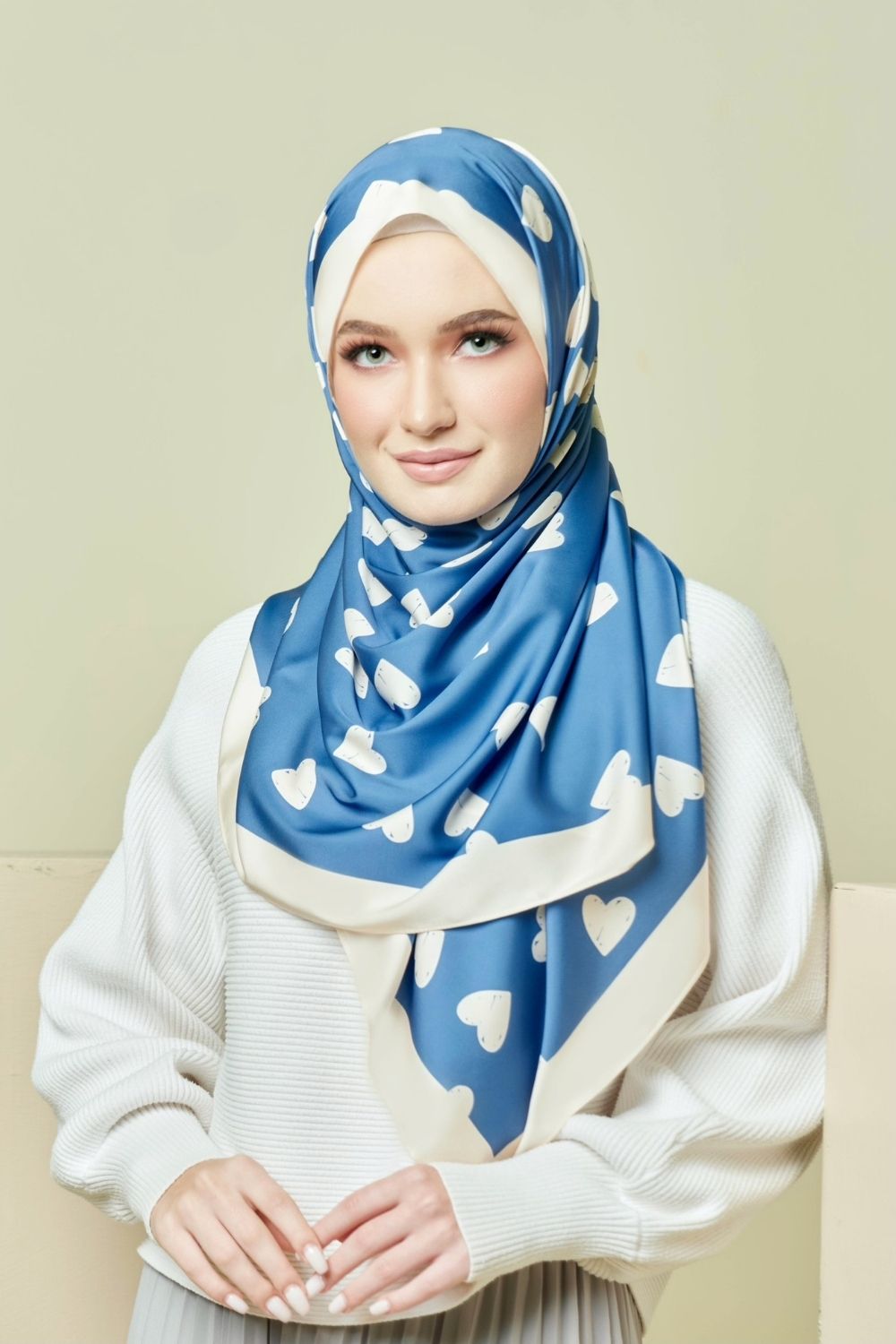 YES DEFECT Long Shawl Mixed Satin Silk #EyeCandyLove in (Denim)