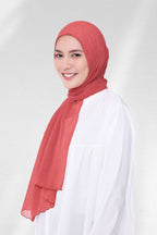 ( Shawl ) Saloma Embroidery Mixed Cotton Chiffon - Pepper (Chilis)