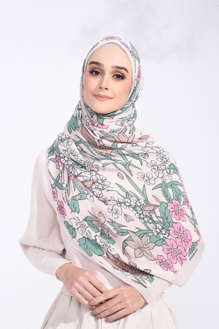 (SAMPLE) ( Full Wide Pleats Shawl ) Wild Blooms ( Diana )