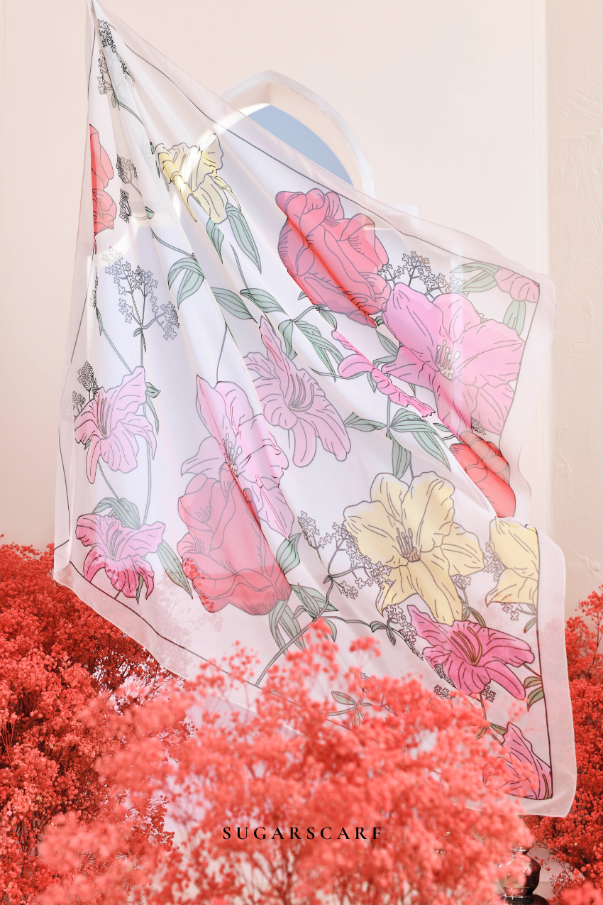 YES ( Japanese Voile Vol2 Square Scarf ) Garden of Hurrem Bloom in ( LUNARA )