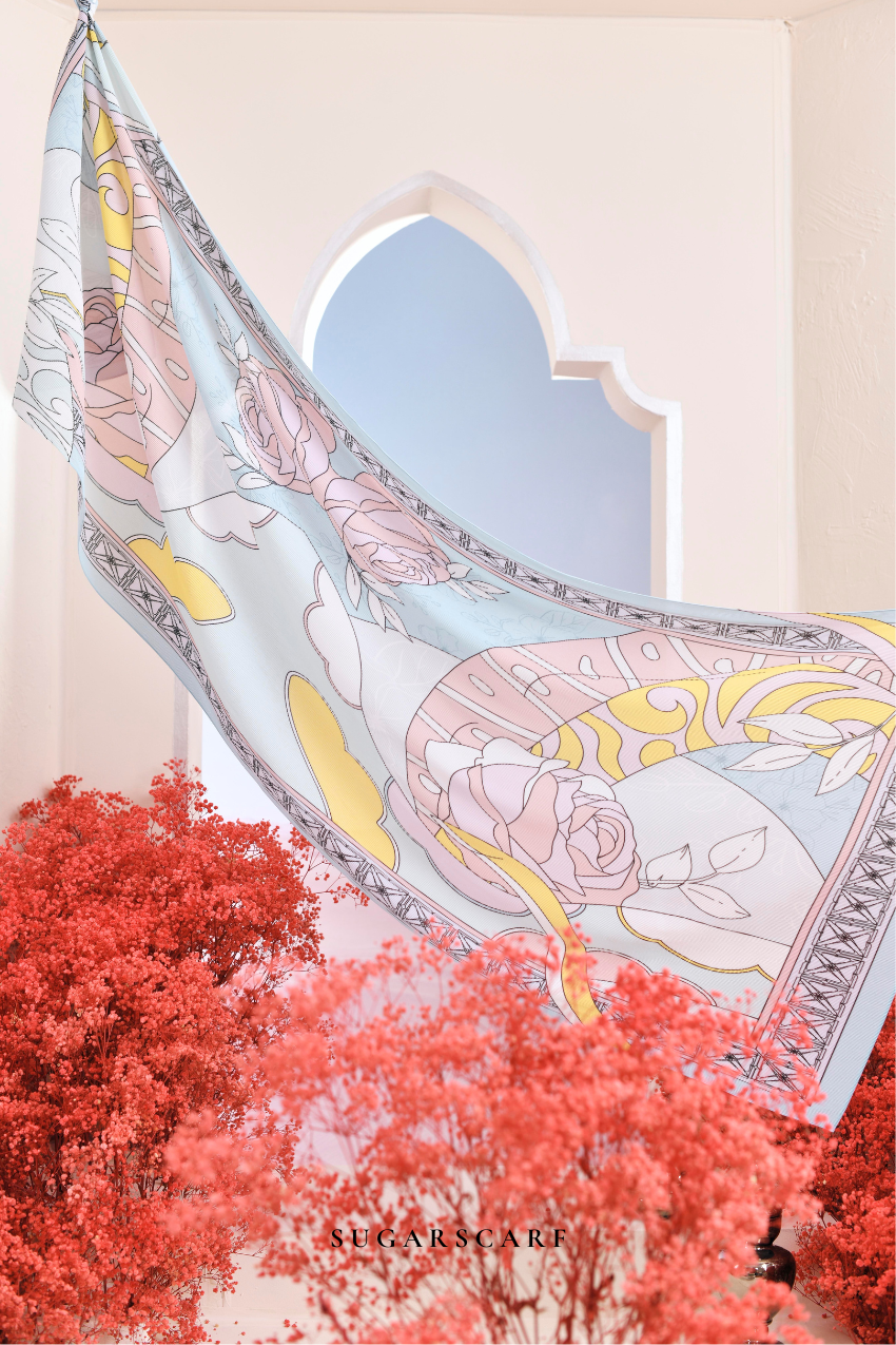 YES ( Full Wide Pleats Shawl ) Garden of Hurrem Bloom in ( ELA )