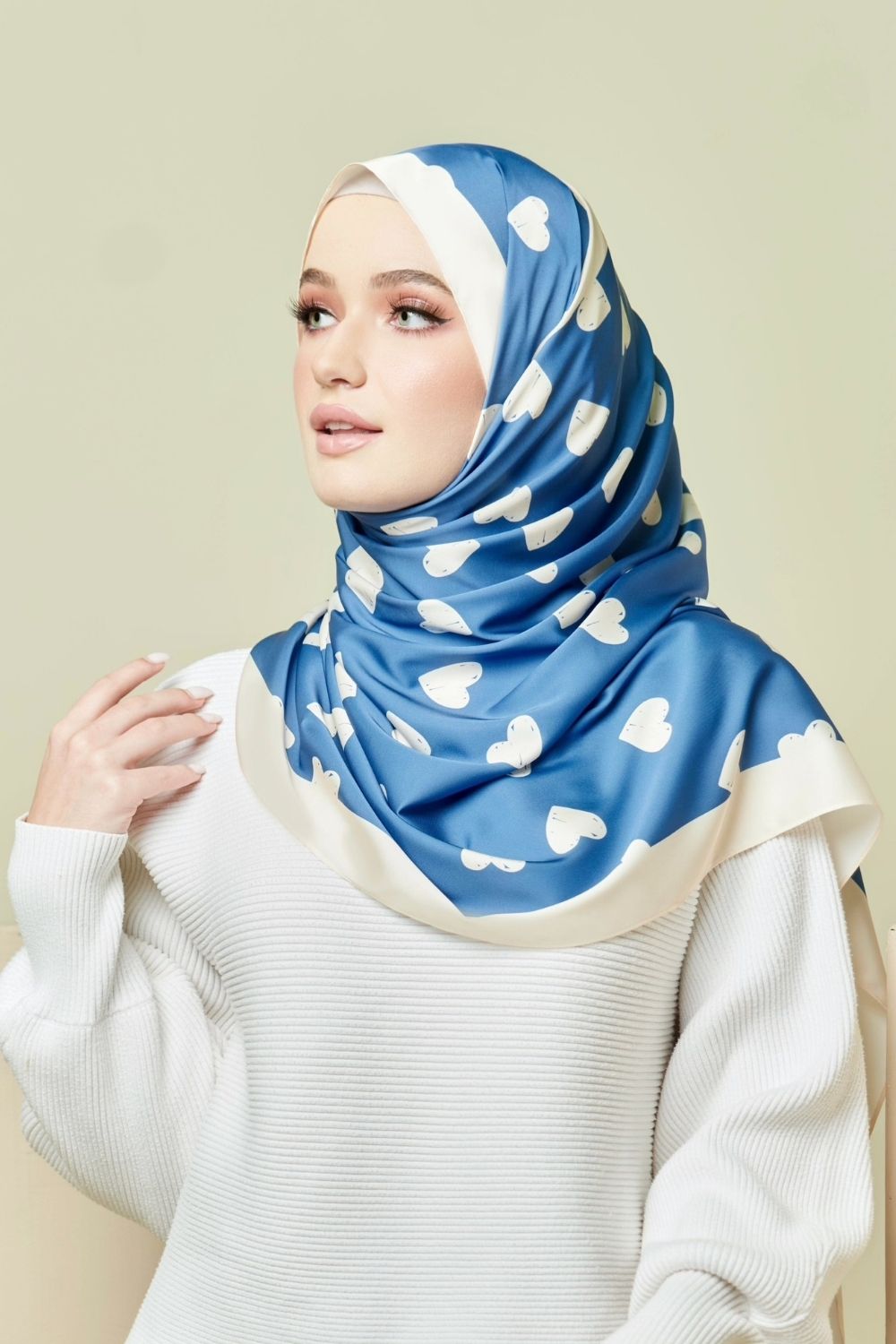 YES DEFECT Long Shawl Mixed Satin Silk #EyeCandyLove in (Denim)