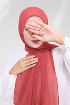 ( Shawl ) Saloma Embroidery Mixed Cotton Chiffon - Pepper (Chilis)