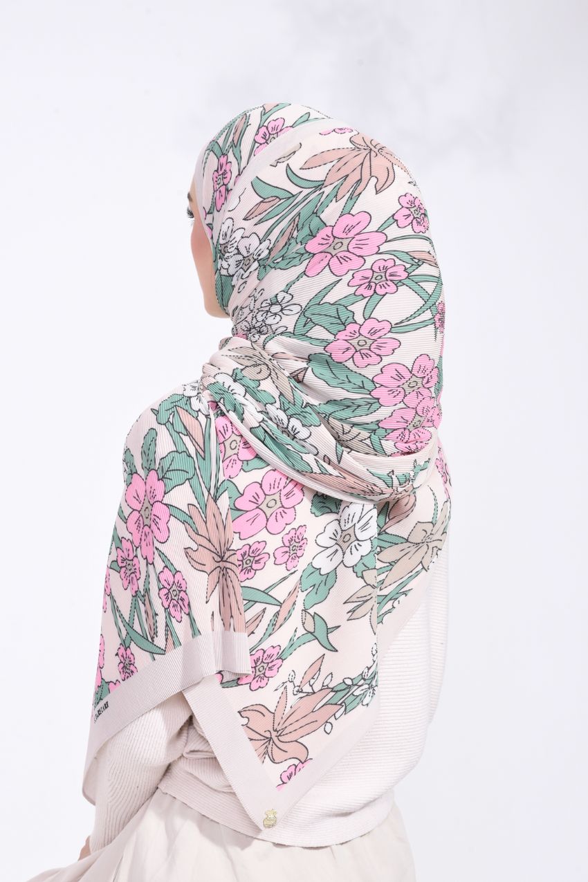 (SAMPLE) ( Full Wide Pleats Shawl ) Wild Blooms ( Diana )