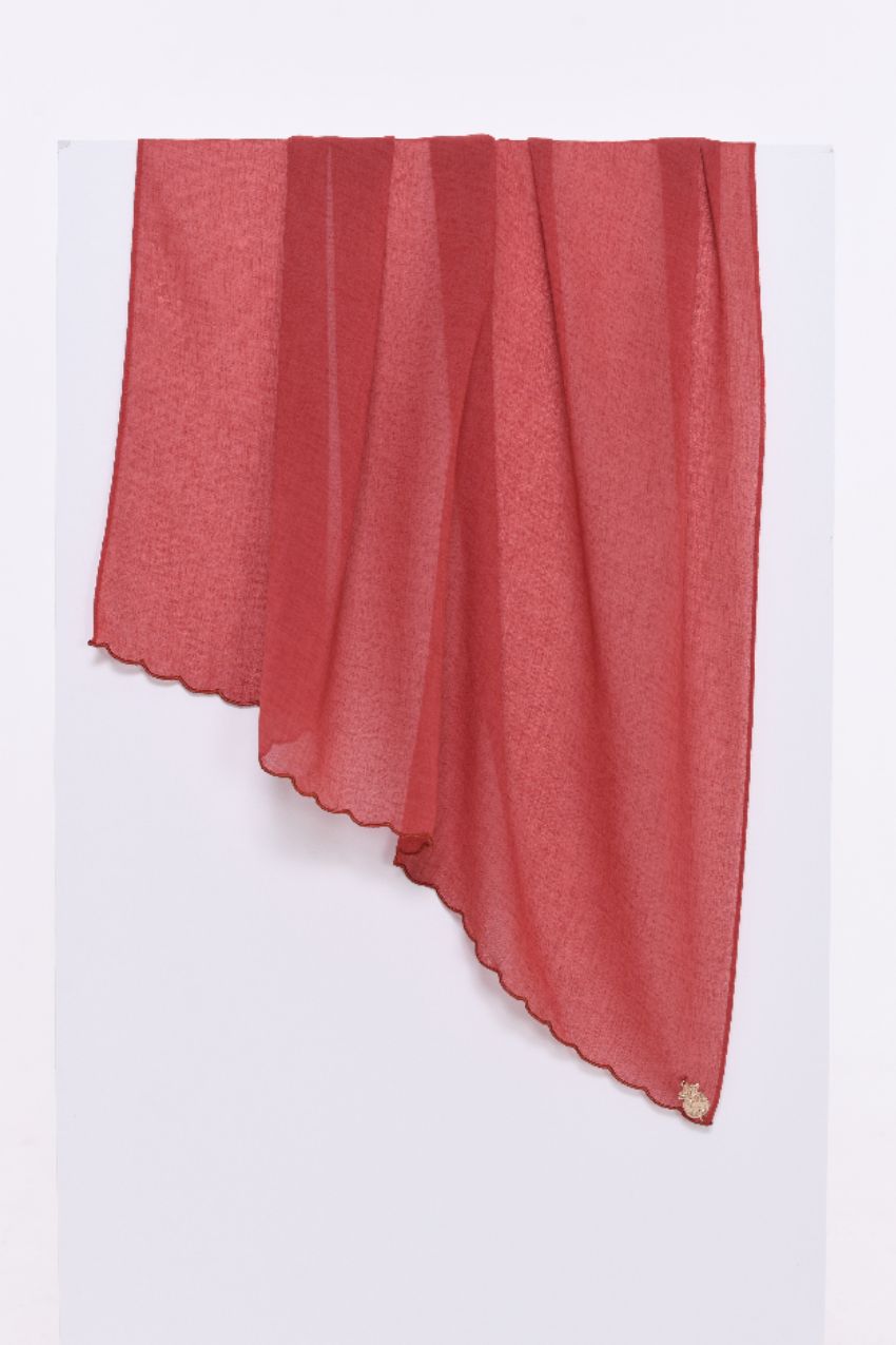 ( Shawl ) Saloma Embroidery Mixed Cotton Chiffon - Pepper (Chilis)