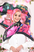 YES ( Square ) Soulful Bloom Mixed Silk Satin Scarf ( Zara )