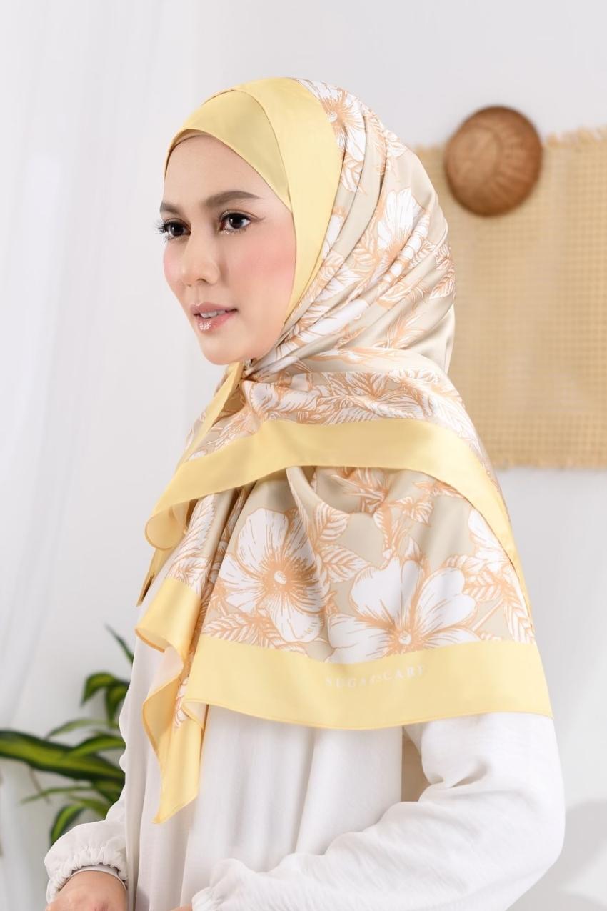 YES DEFECT - ( Long Scarf ) Rindu SatinSilk Shawl Mixed Satin Silk  ( Mekar )