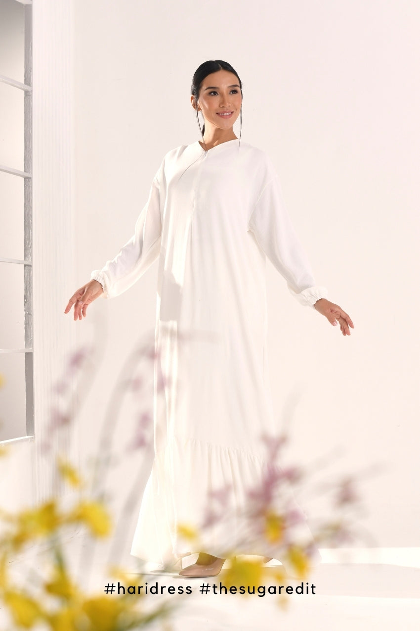 Ha-Ri Dress in Pearl-ish White