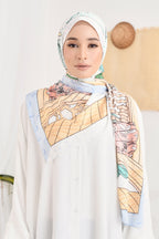 (Shawl) RUMA Shawl Mixed Satin Silk  ( Kenangan Blue )