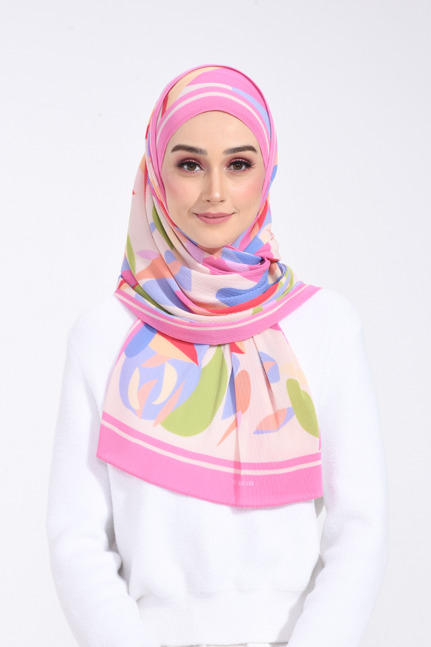 (SAMPLE) ( Full Wide Pleats Shawl ) Bloom Valley ( Fun Garden )