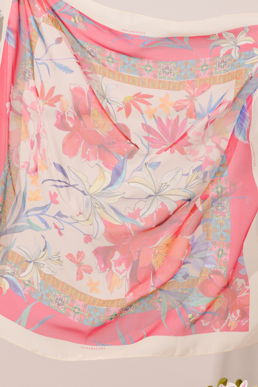 YES (Japanese Voile Square Scarf ) Soulful Bloom In (Talia)