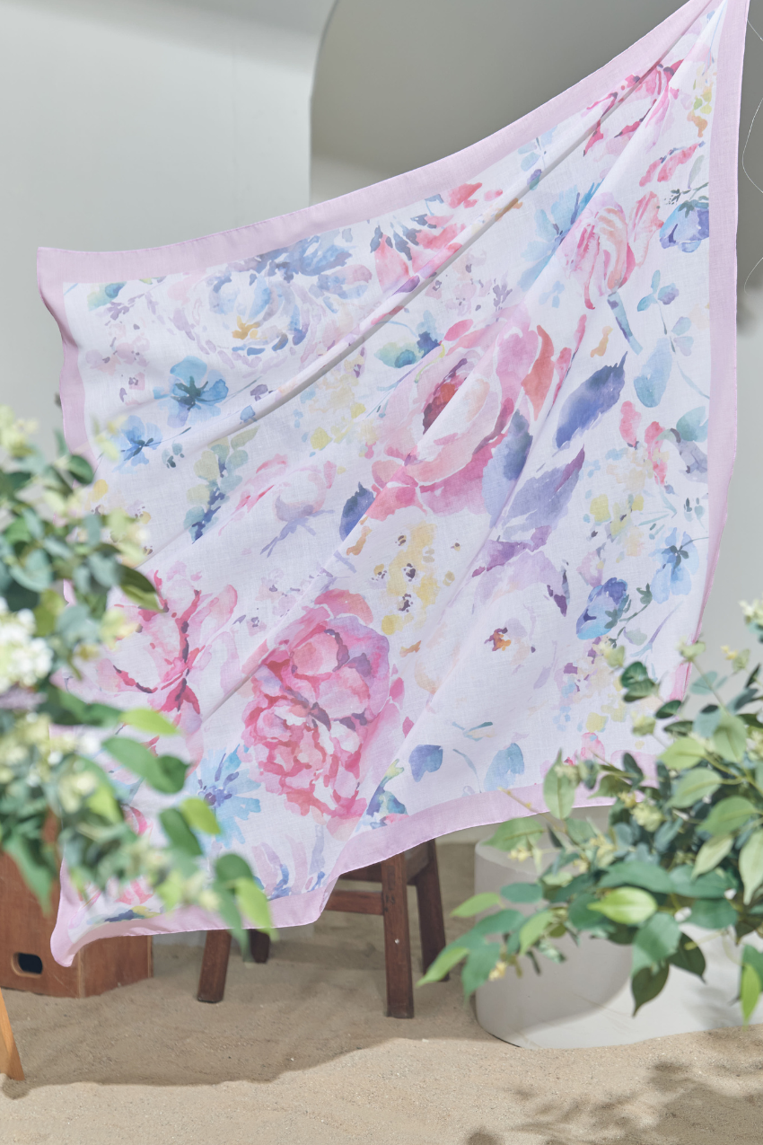 YES (Square ) Paint in Bloom Cotton Premium Scarf ( SISTERHOOD )