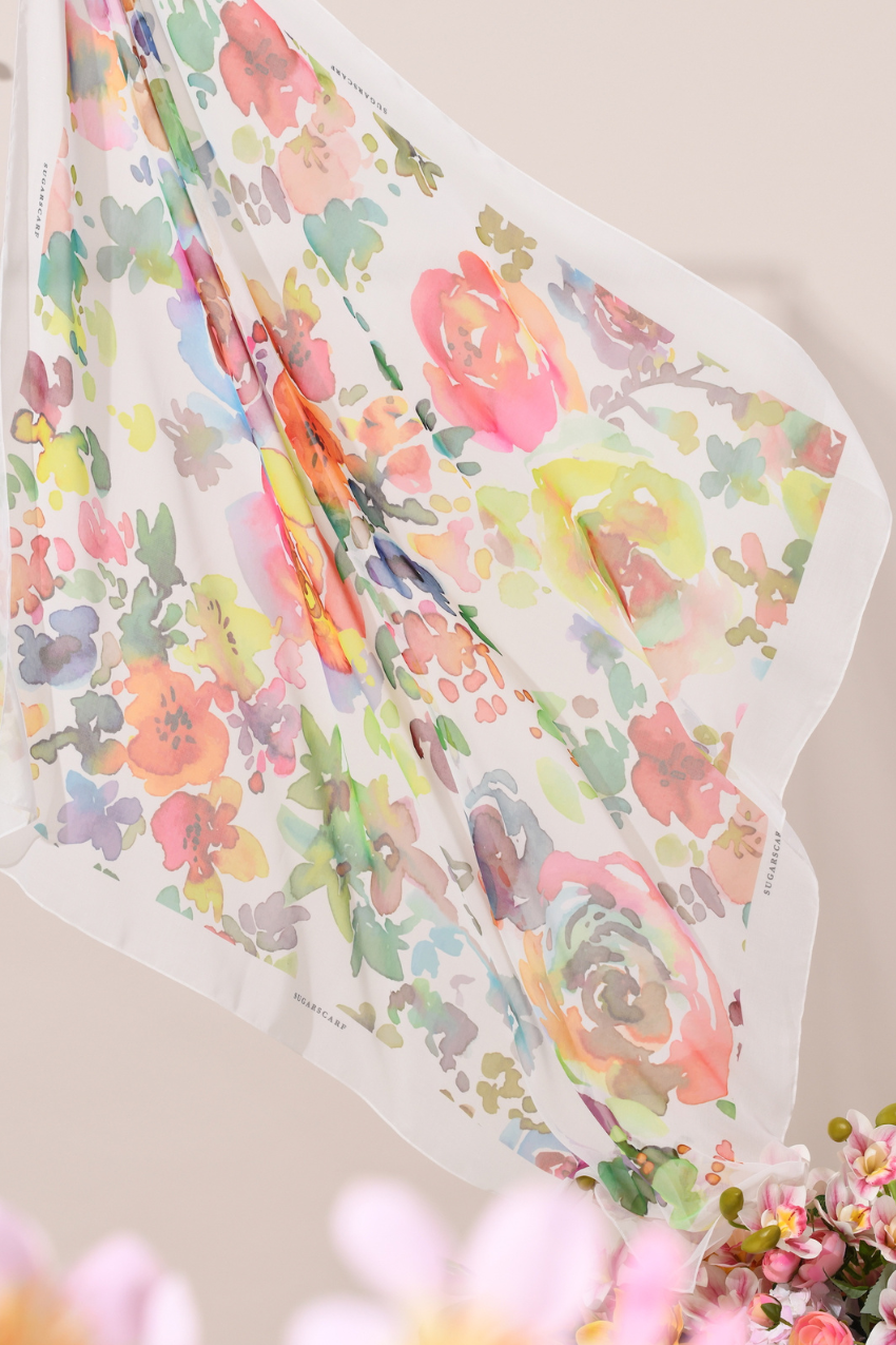 YES (Japanese Voile Square Scarf ) Soulful Bloom In (Daneen)