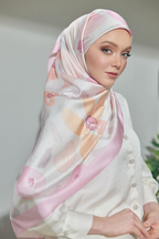YES ( Square ) Paint in Bloom Mixed Satin Silk Scarf ( UNDERSTANDING )