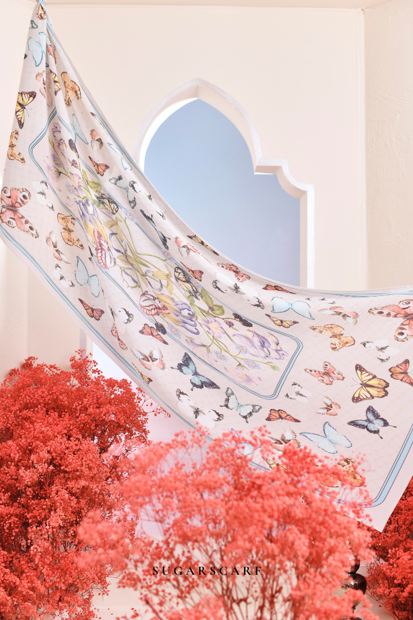 (SAMPLE) ( Full Wide Pleats Shawl ) Garden of Hurrem Bloom in ( BELKIS )