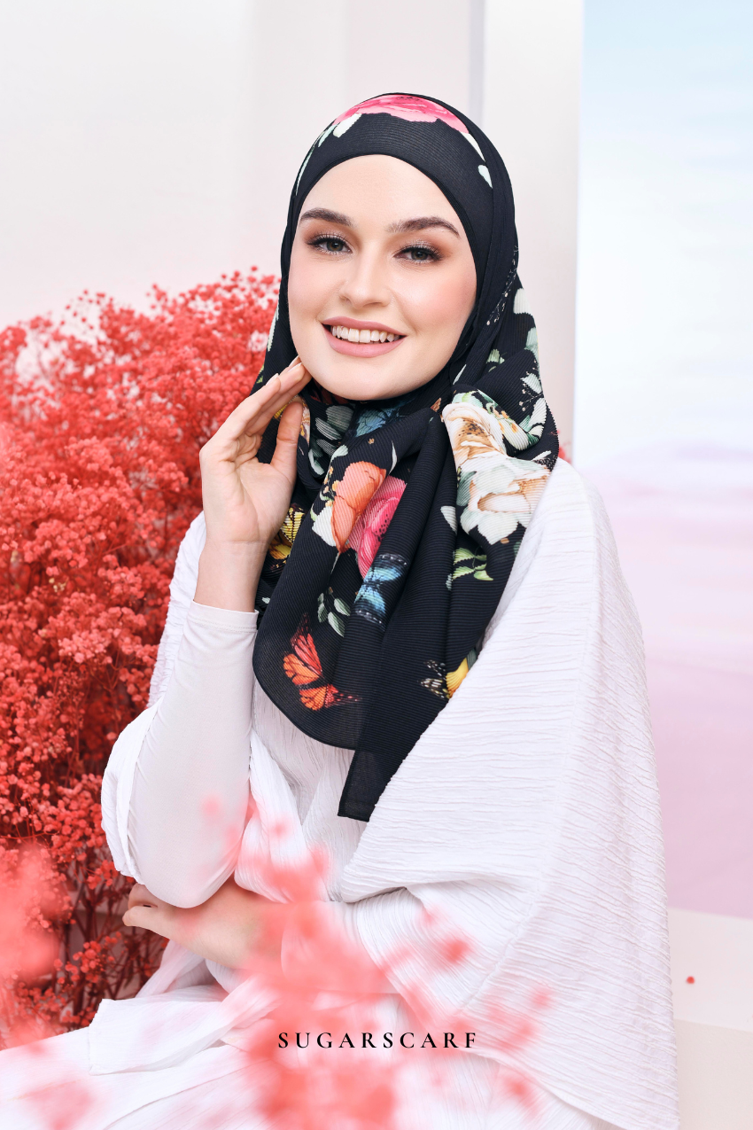 (SAMPLE) ( Full Wide Pleats Shawl ) Garden of Hurrem Bloom in ( ELMARA )