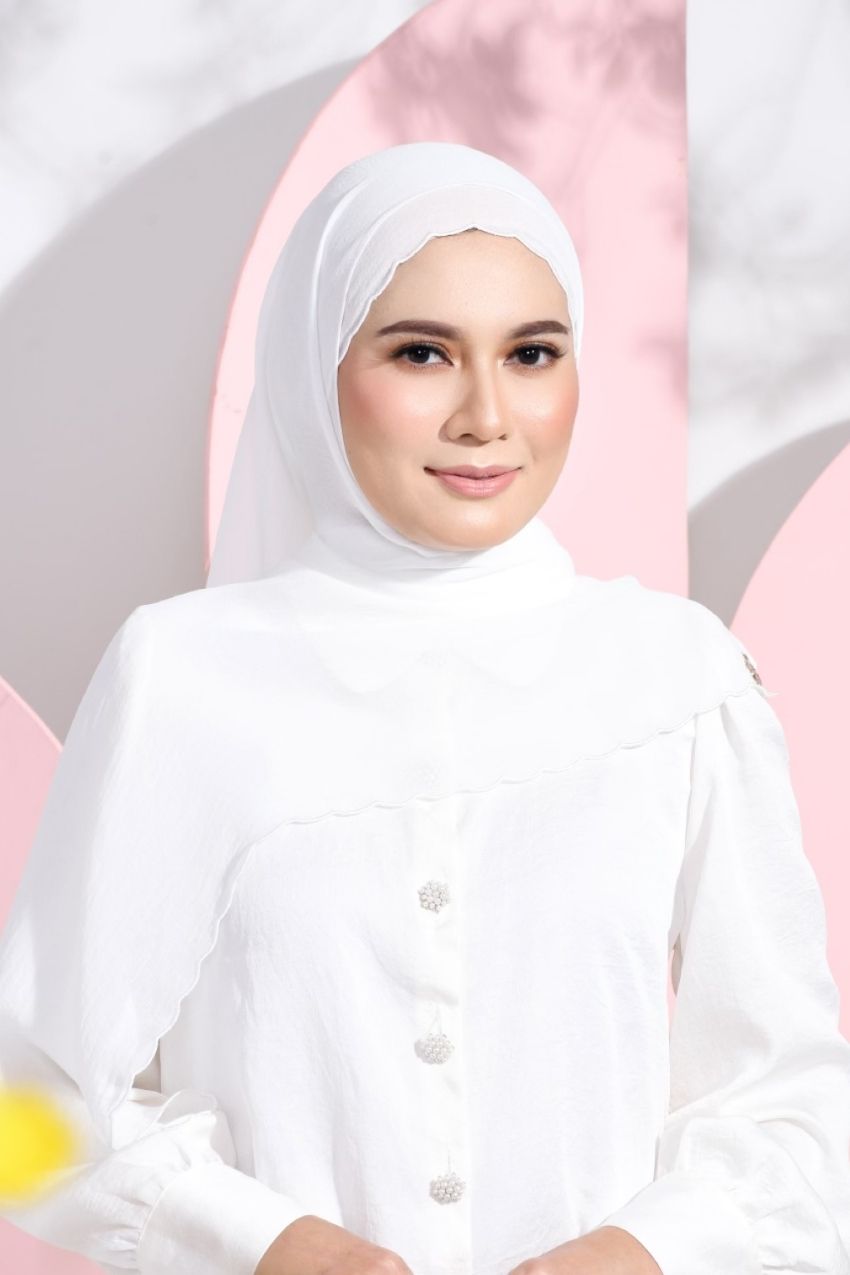 Saloma Embroidery Mixed Cotton Chiffon Shawl ( So Bride )