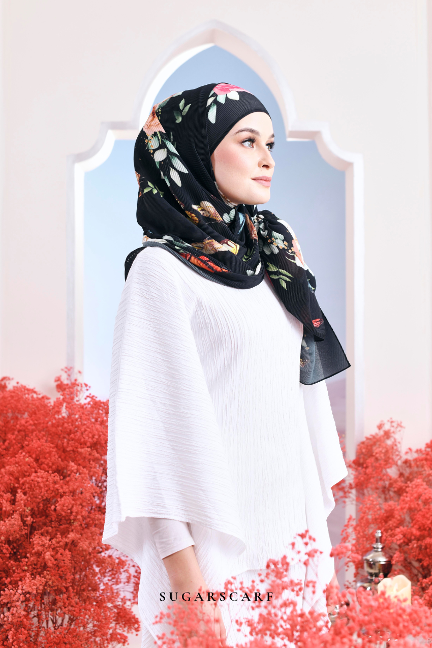 (SAMPLE) ( Full Wide Pleats Shawl ) Garden of Hurrem Bloom in ( ELMARA )