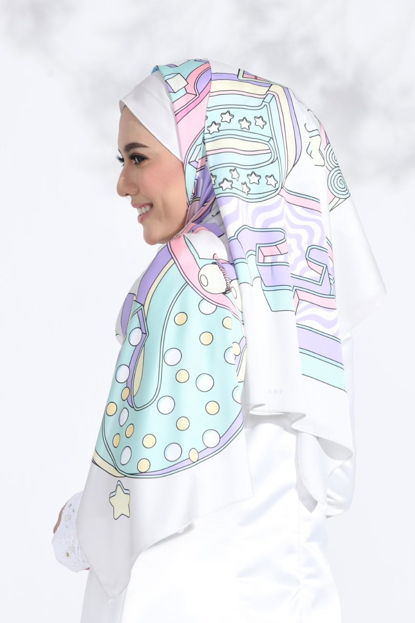 YES DEFECT -( Long Shawl) LE RIANG RiangRaya Shawl Mixed Satin Silk ( MAKMUR )