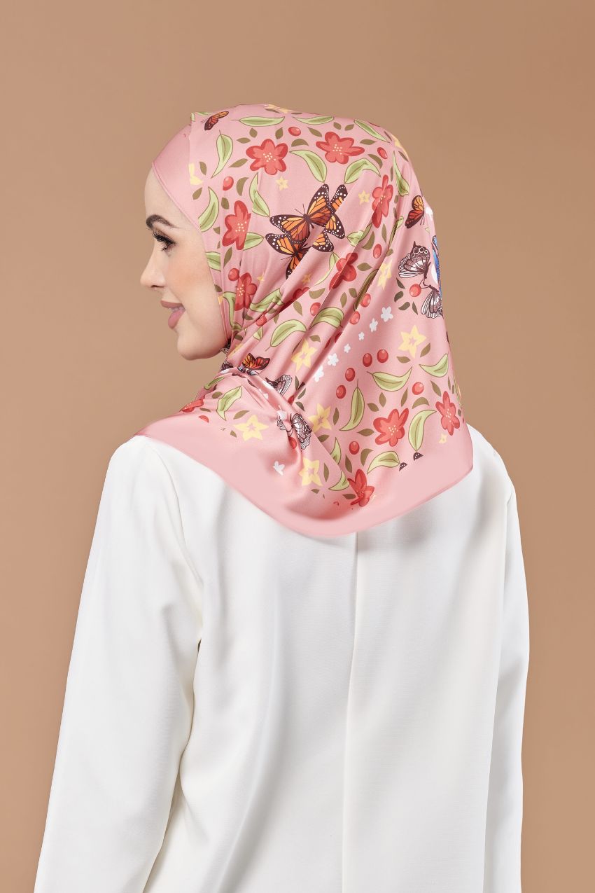 YES DEFECT- ( Long Shawl ) Andalusia Flower Mixed Satin Silk ( LYSANDRA )