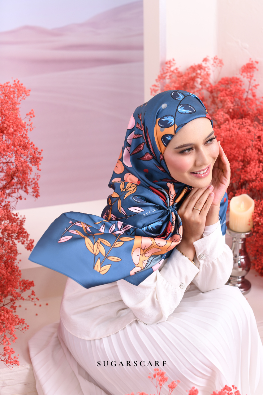 YES ( Square ) Garden of Hurrem Bloom Mixed Silk Satin Scarf ( HUVVA )