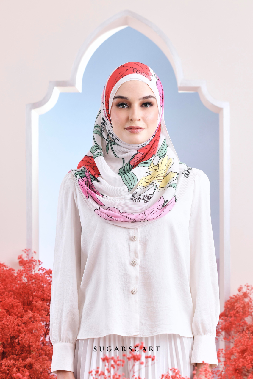 YES ( Full Wide Pleats Shawl ) Garden of Hurrem Bloom in ( LUNARA )
