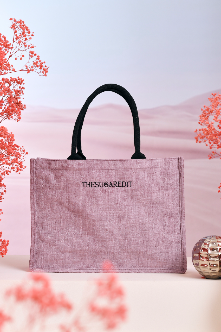 TheSugarEdit Embroidery Velvet Bag (Berry) - Limited Edition