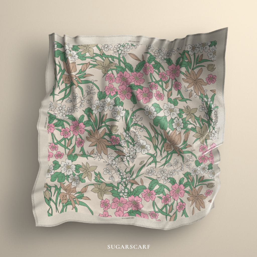 YES ( Square ) Wild Blooms Mixed Satin Silk - Diana