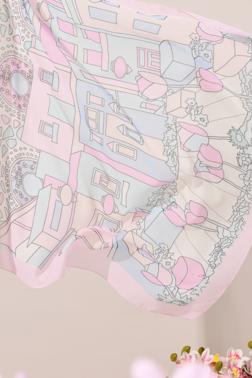 YES (Japanese Voile Square Scarf ) Soulful Bloom In (Roxelana)