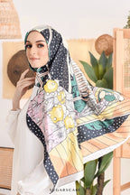 YES DEFECT - ( Square ) RUMA Mixed Satin Silk Scarf - Emerald
