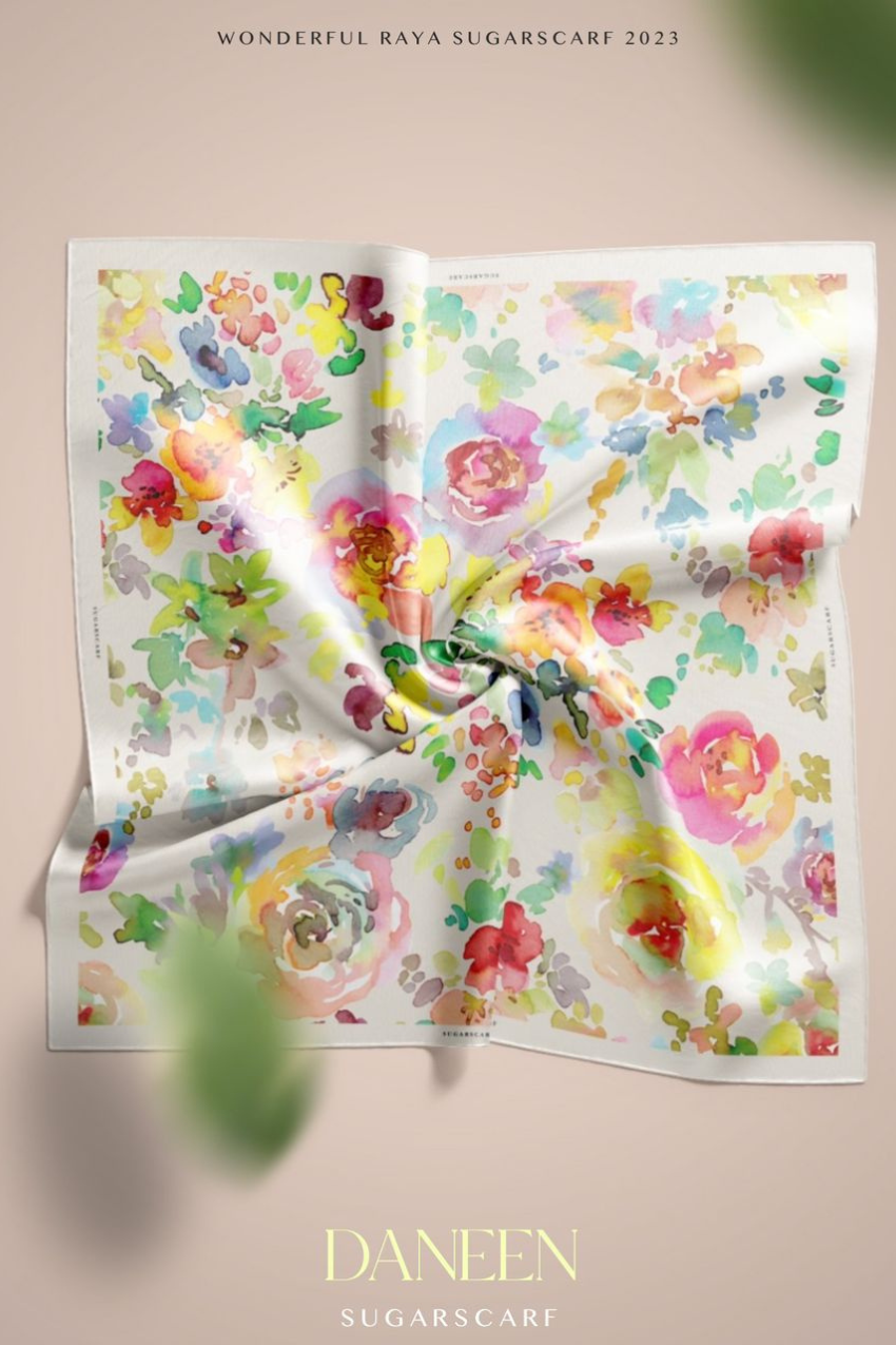 YES (Japanese Voile Square Scarf ) Soulful Bloom In (Daneen)