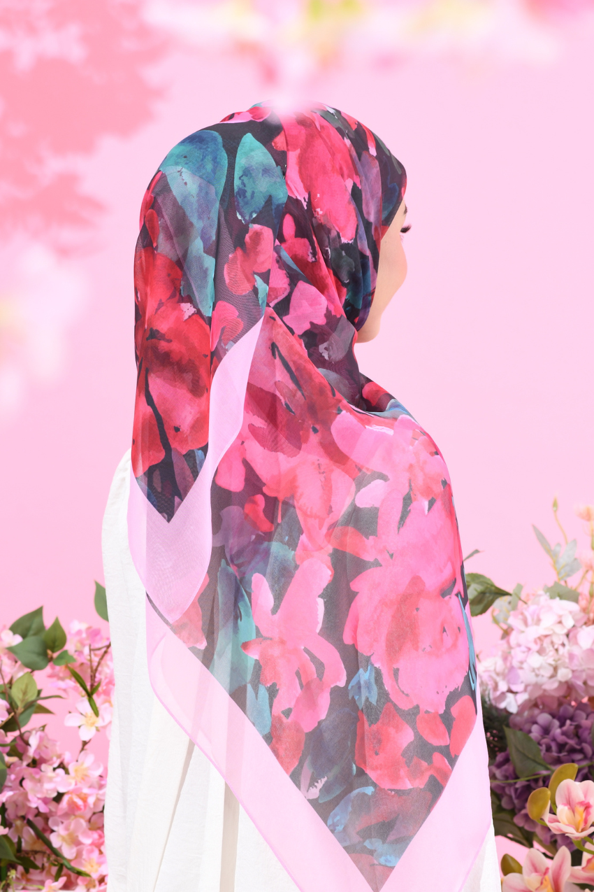 YES (Japanese Voile Square Scarf ) Soulful Bloom In (Eryana)