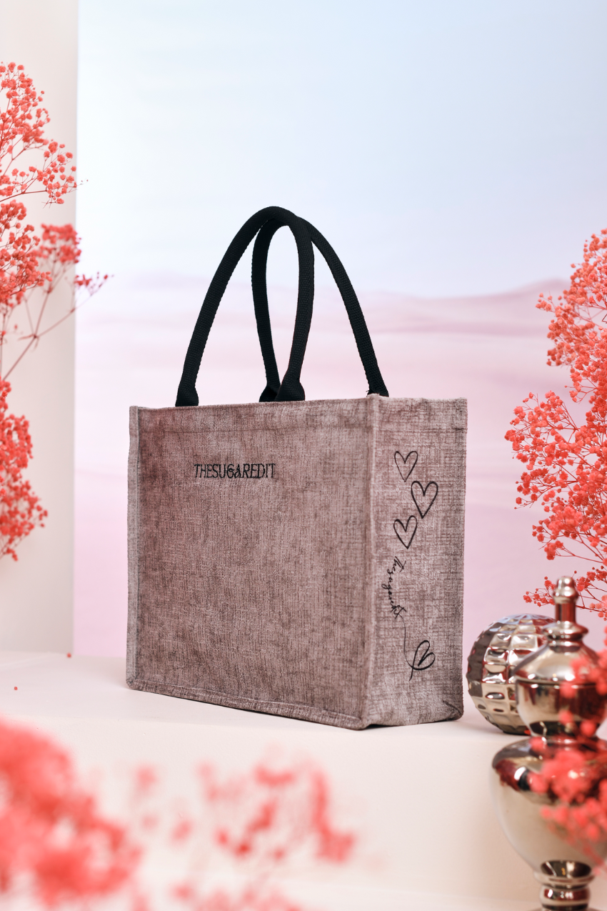 TheSugarEdit Embroidery Grocery Bag Bag ( Gray)