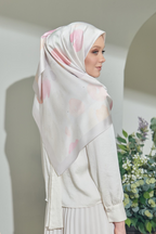 YES ( Square ) Paint in Bloom Mixed Satin Silk Scarf ( CARING )