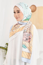 (Shawl) RUMA Shawl Mixed Satin Silk  ( Kenangan Blue )