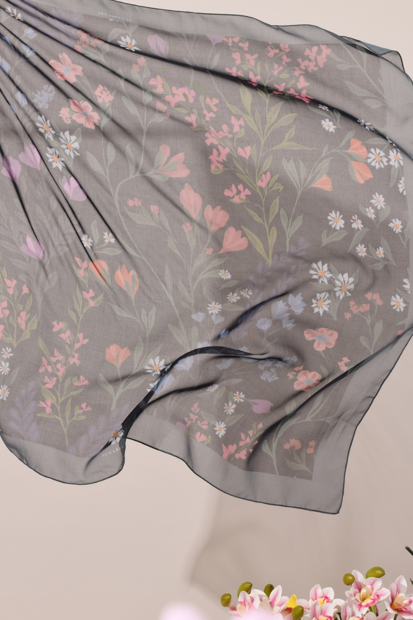 YES (Japanese Voile Square Scarf ) Soulful Bloom In (Sara)