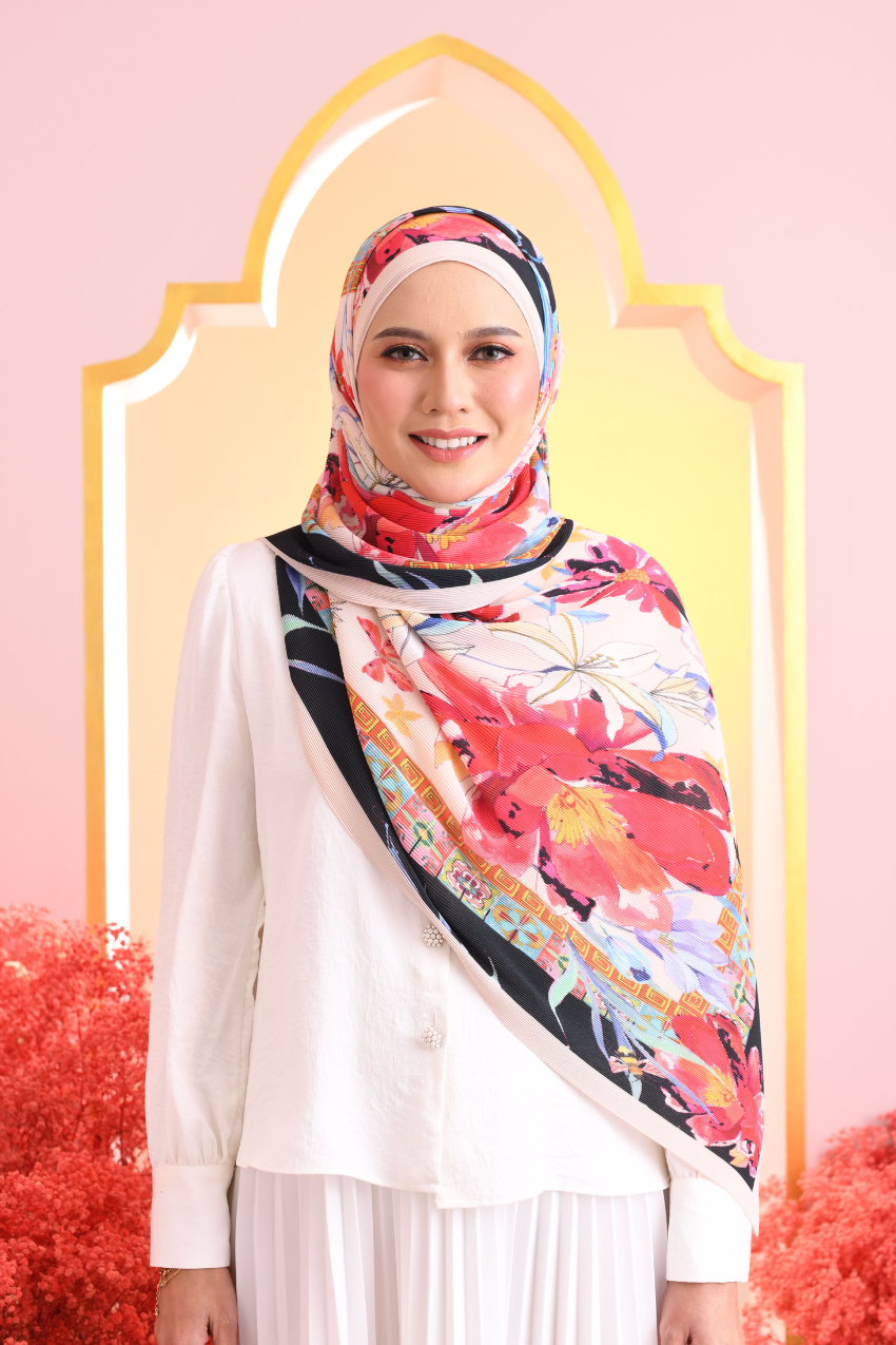 YES ( Full Wide Pleats Shawl ) Soulful Bloom Edition ( Dahlia )