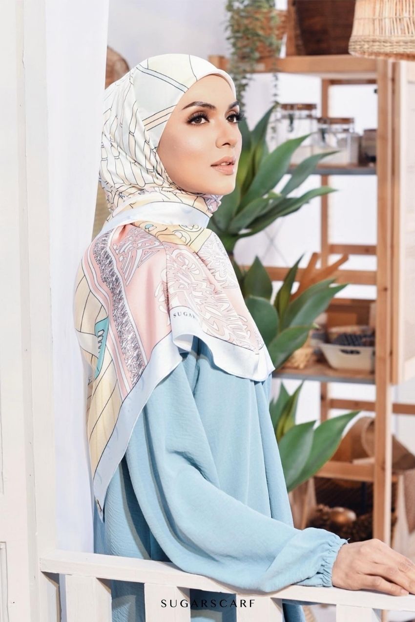 YES Square scarf RUMA Kenangan Blue