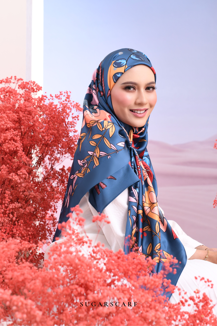 YES ( Square ) Garden of Hurrem Bloom Mixed Silk Satin Scarf ( HUVVA )