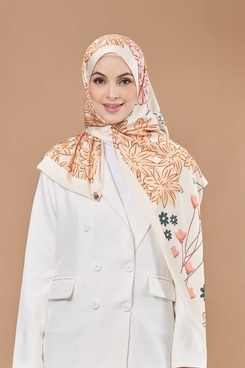 YES ( Shawl ) Andalusia Flower Mixed Satin Silk ( LITHE )