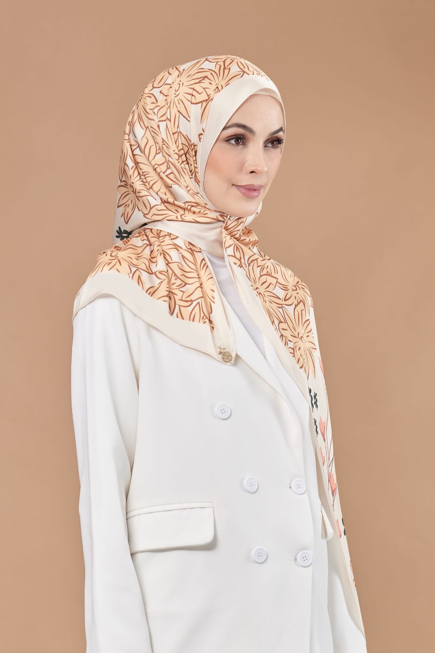 YES ( Shawl ) Andalusia Flower Mixed Satin Silk ( LITHE )