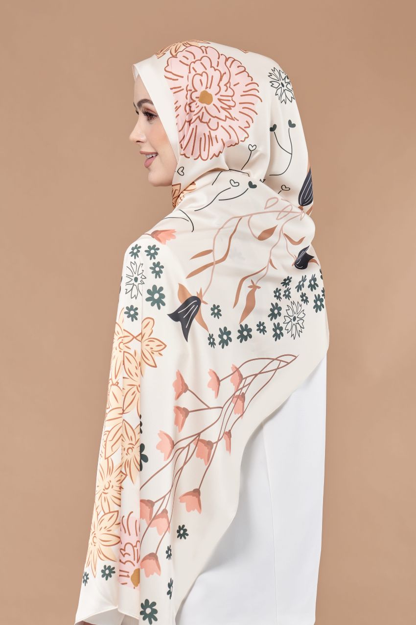 YES ( Shawl ) Andalusia Flower Mixed Satin Silk ( LITHE )
