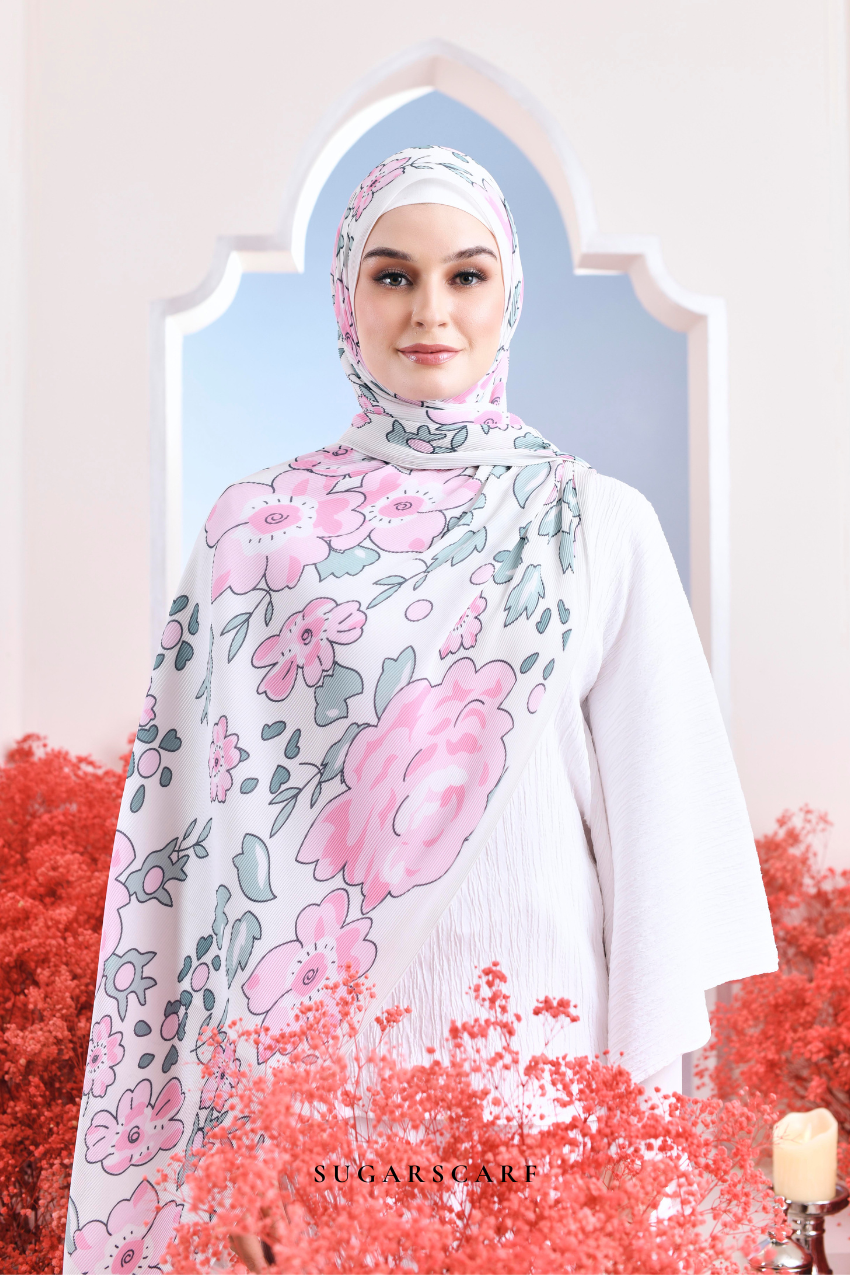 YES ( Full Wide Pleats Shawl ) Garden of Hurrem Bloom in ( KAMELYA )