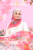YES DEFECT -  (Japanese Voile Square Scarf ) Soulful Bloom In (Talia)
